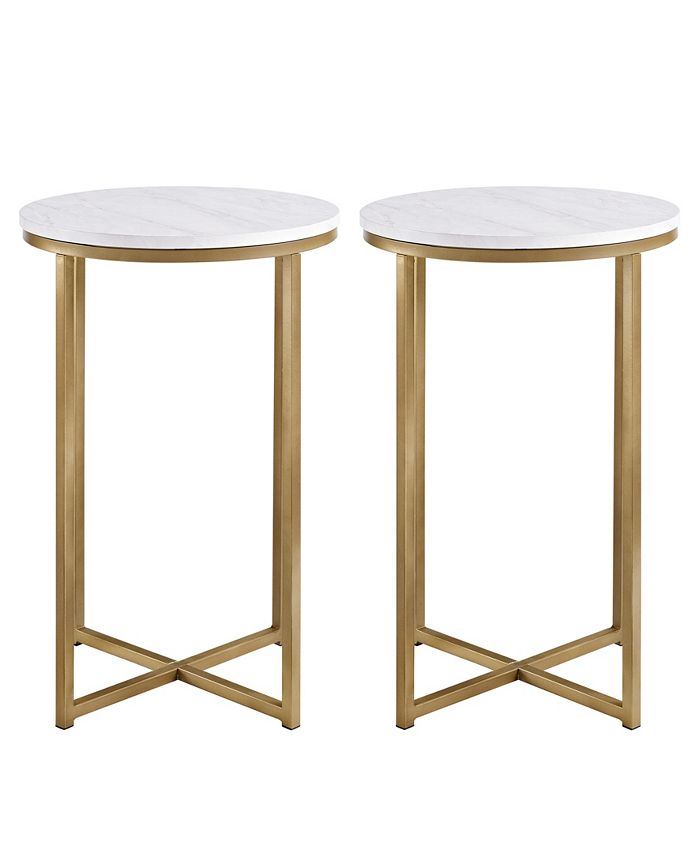 Walker Edison Modern Glam 2Piece MetalX Leg Side Table Set Macy's