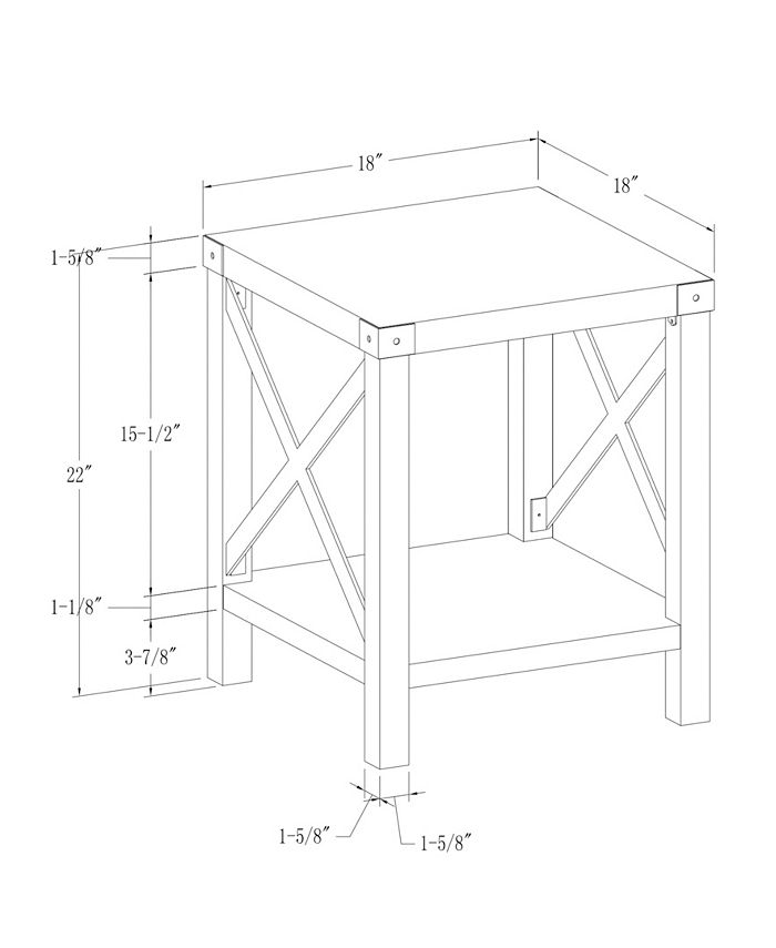 Walker Edison Farmhouse 2Piece MetalX Side Tables with Lower Shelf
