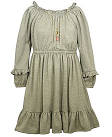 Little Girls Long-Sleeved Hacci Knit Dress Set, 2 Piece