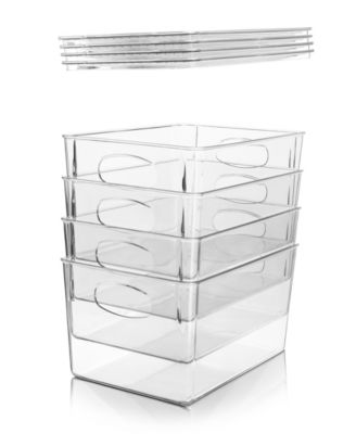 Large Plastic Storage Bins with Lids - for Kitchen Organization, Pantry/Storage Organizers, Fridge Organizer - Clear Storage Bins (4 pack)