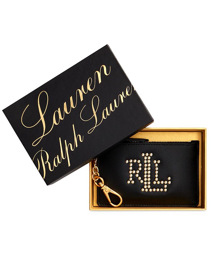 Lauren Ralph Lauren ImitationPearl Leather Zip Card Case Macy's