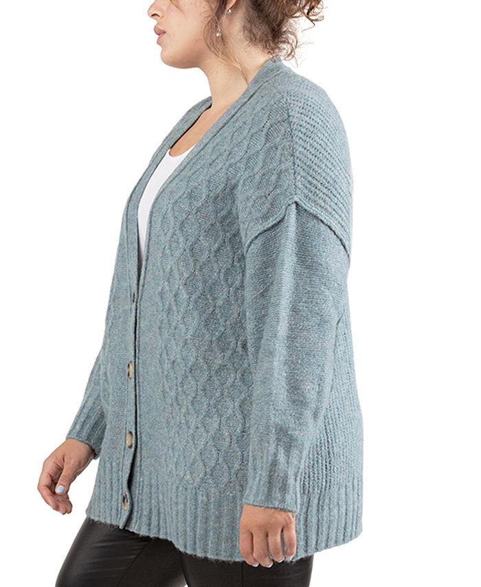 Black Tape Trendy Plus Size CableKnit Cardigan Macy's