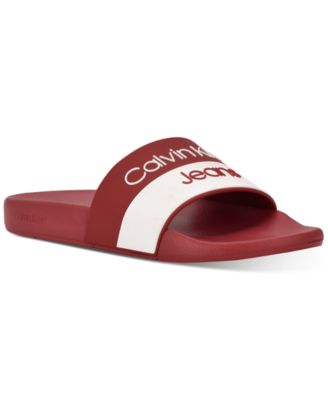 red calvin klein slides