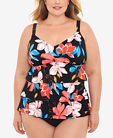 Plus Size Printed Tiered Tankini Top & Bottoms, Created For Macy's	