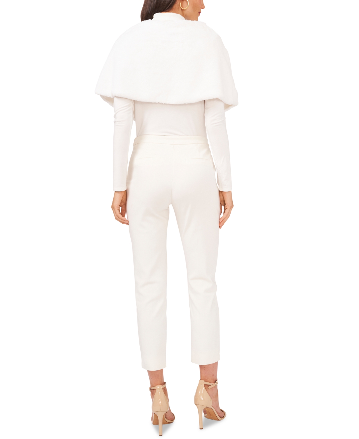 Msk Faux-fur Shrug In Ivory