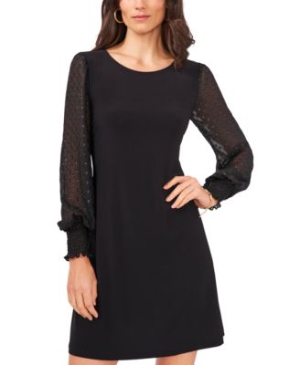 Petite Clip-Dot-Sleeve Sheath Dress