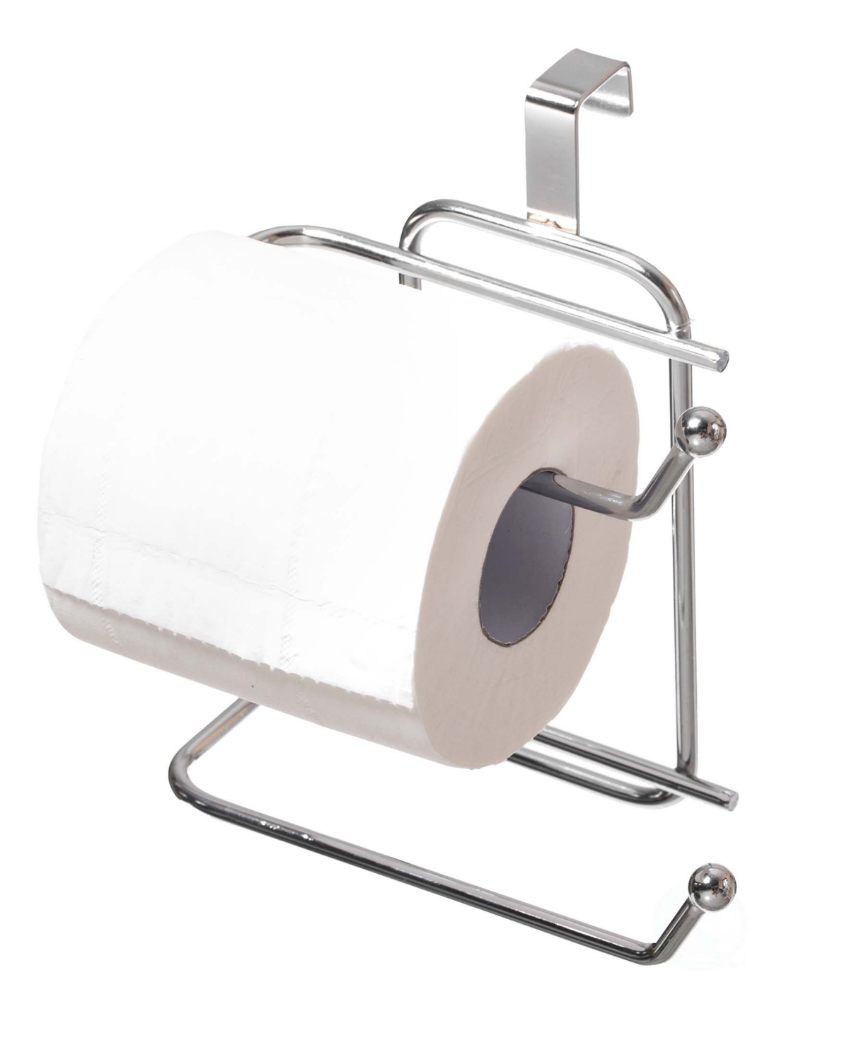 Basicwise Chrome Toilet Tissue Paper Roll Holder Dispenser, Over The Tank Two Slot Tissue Organizer In Silver