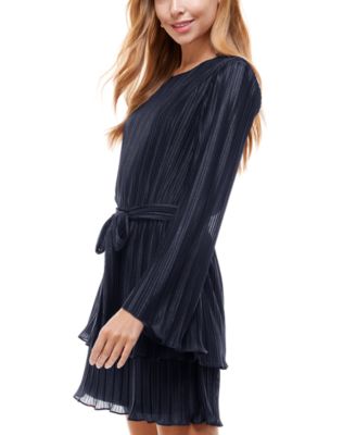 Juniors' Pleated Bell-Sleeve Dress