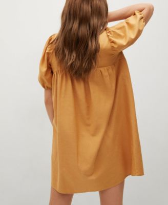 Women's Puffed Sleeves Cotton Dress