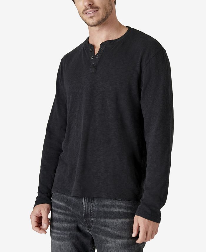 Lucky Brand Men's Crew-Neck Vintage Washed Snap-Button Henley 