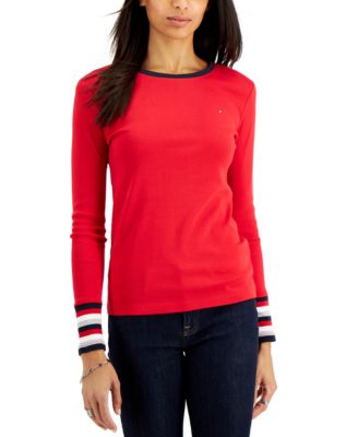Tommy Hilfiger - Cotton Striped-Cuff Top