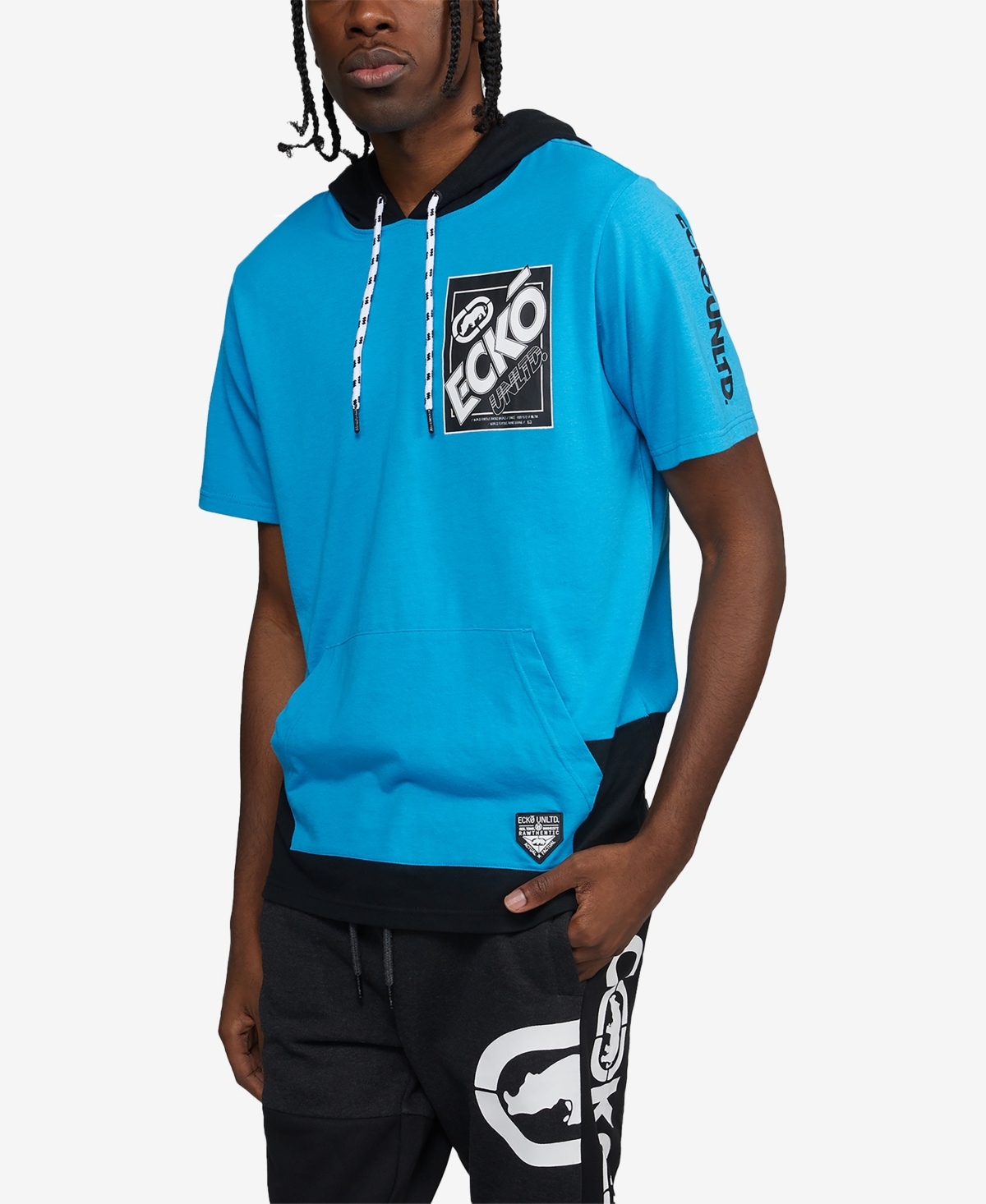 Shop Ecko Unltd Men's Short Sleeve Taletone Hoodie In Blue