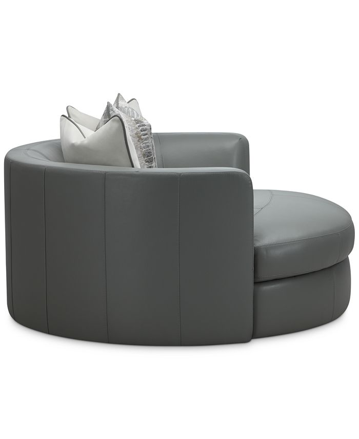 Furniture Kouri 61" Leather Swivel Cuddle Chair, Created for Macy's & Reviews Furniture Macy's