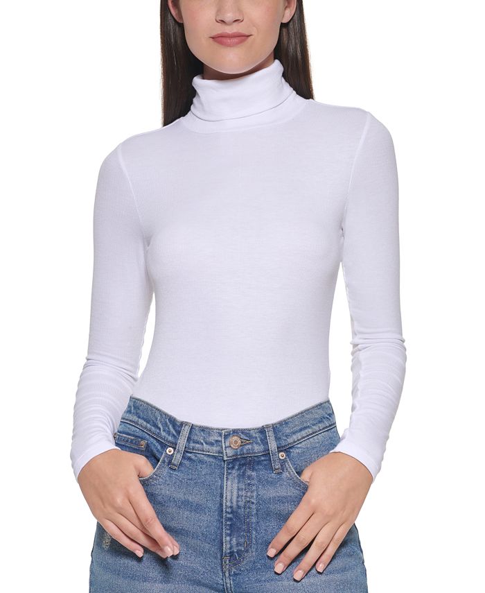 Calvin Klein Jeans Long-Sleeve Turtleneck Bodysuit - Macy's