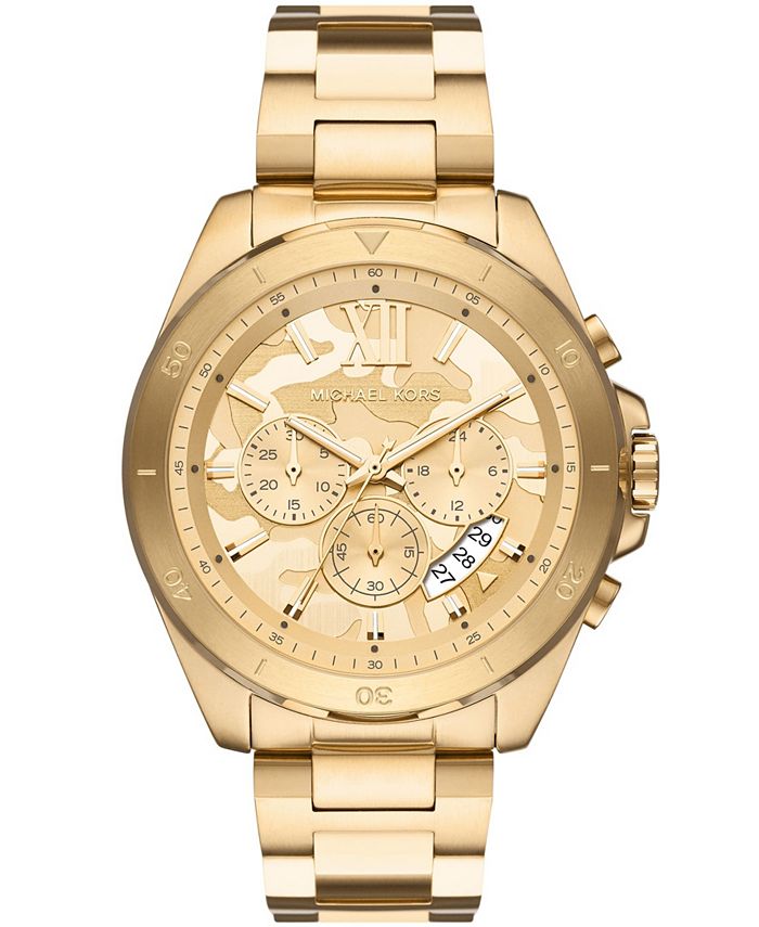 Michael Kors Men's Brecken Gold-Tone Stainless Steel Bracelet Watch, 45mm &  Reviews - All Watches - Jewelry & Watches - Macy's