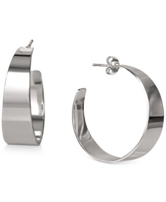 Macy's - Flat Round Medium Hoop Earrings Sterling Silver