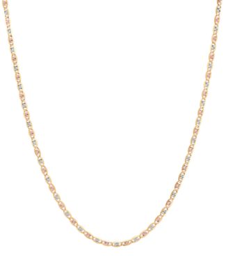 Italian Gold - Valentino Link 18" Chain Necklace in 10k Gold, White Rhodium Plate, & Rose Rhodium Plate