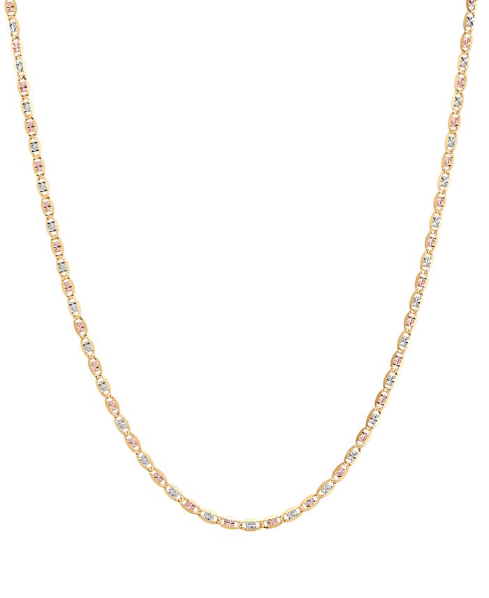 Italian Gold - Valentino Link 18" Chain Necklace in 10k Gold, White Rhodium Plate, & Rose Rhodium Plate