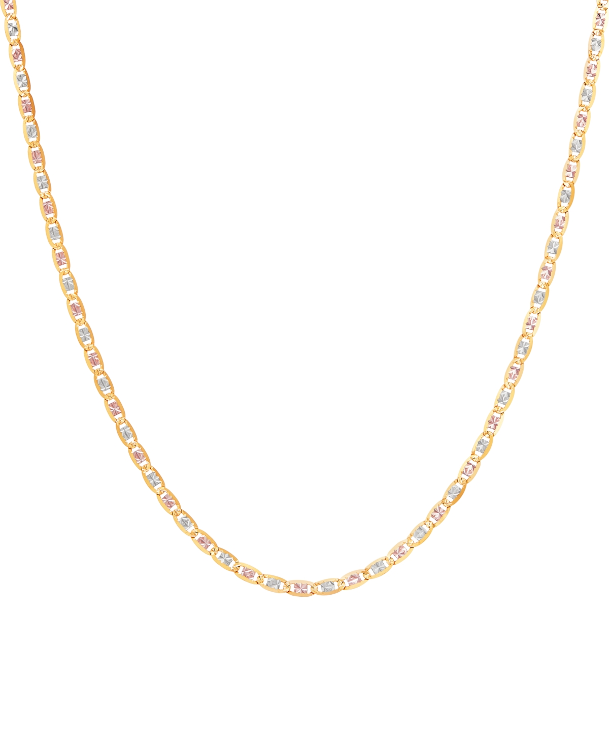 Tricolor Valentino 18" Chain Necklace in 14k Gold, White Rhodium-Plate & Rose Rhodium-Plate - Tri-Color