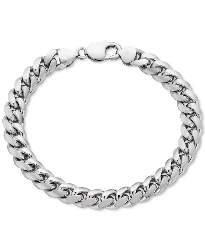 Macy's Men's Cuban Link Chain Bracelet in Sterling Silver & Reviews