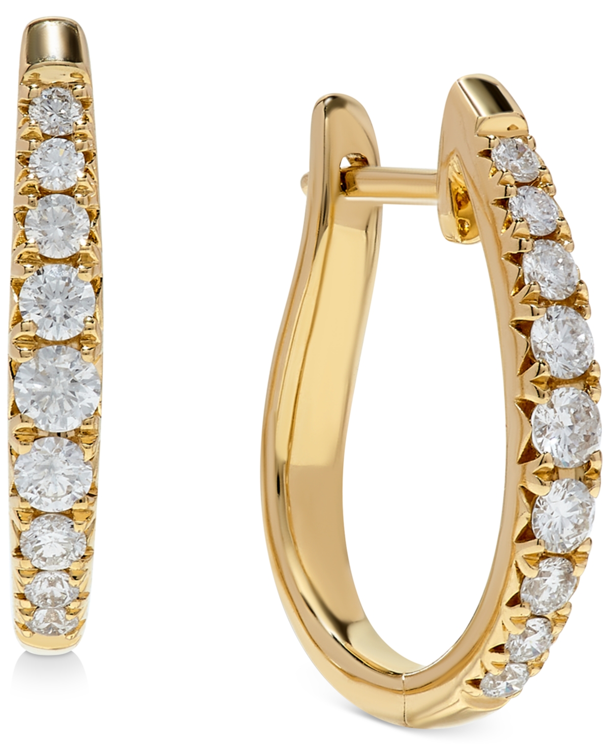 Diamond Oval Graduated Hoop Earrings (3/4 ct. t.w.) in 14k White or- Yellow Gold