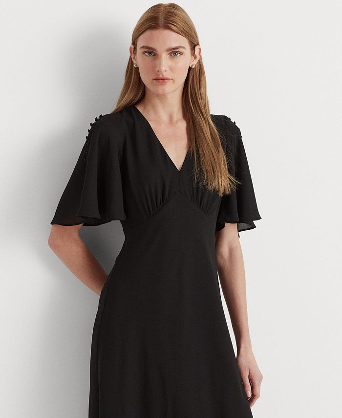 Lauren Ralph Lauren Georgette Flutter-Sleeve Dress & Reviews - Dresses ...