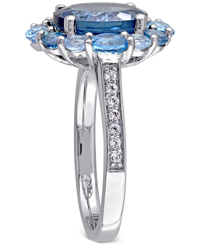 Macy's - Blue Topaz Oval Halo Statement Ring (5-3/8 ct. t.w.) in Sterling Silver