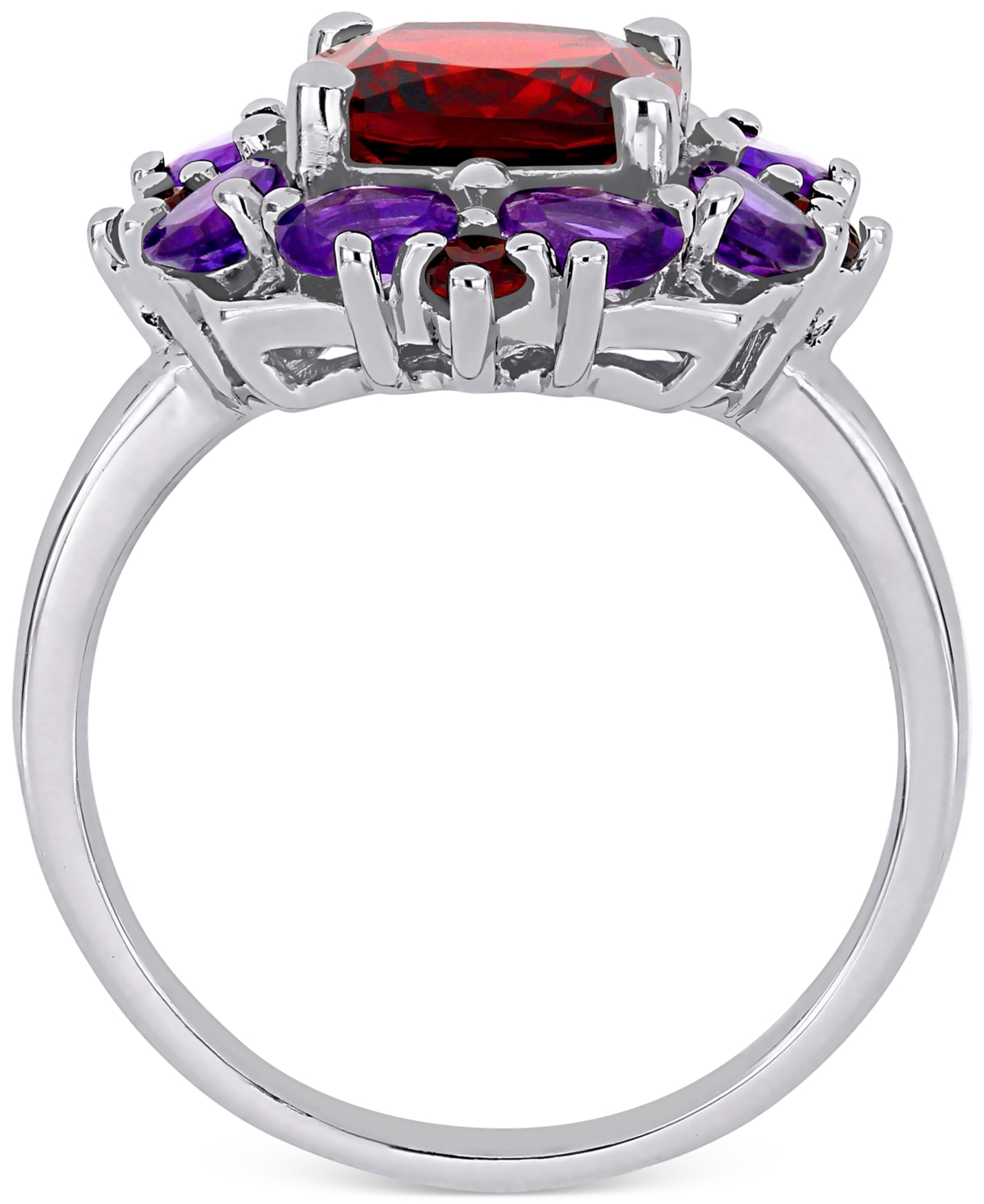 Rhodolite(3-1/4 ct. t.w.) & Amethyst (1-1/8 ct. t.w.) Cluster Statement Ring in Sterling Silver - Garnet