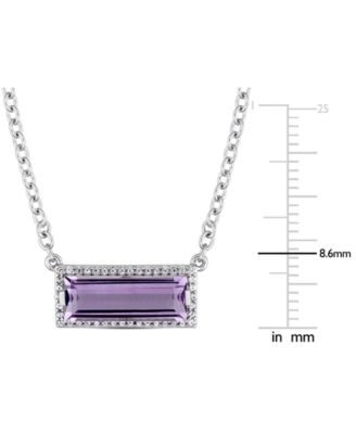 Amethyst (2-1/5 ct. t.w.) & White Sapphire (1/6 ct. t.w.) Rectangle Halo 18" Pendant Necklace in Sterling Silver (Also in Blue Topaz)