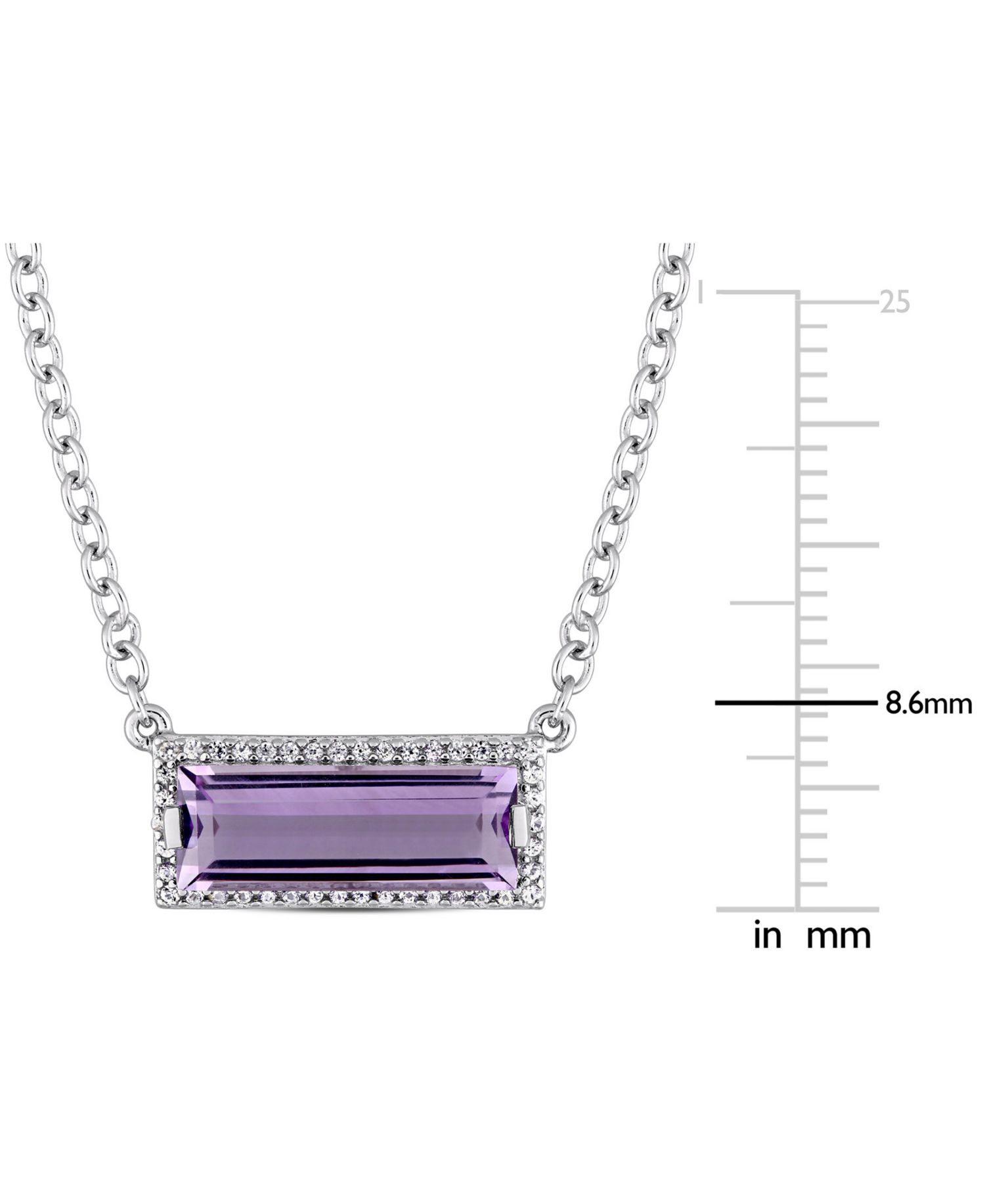Amethyst (2-1/5 ct. t.w.) & White Sapphire (1/6 ct. t.w.) Rectangle Halo 18" Pendant Necklace in Sterling Silver (Also in Blue Topaz)