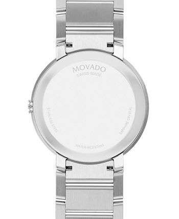 Movado - Sapphire Men's Swiss Diamond (1/20 ct. t.w.) Silver-Tone Bracelet Watch 39mm