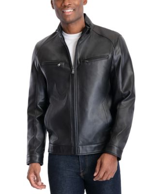 Men's Perforated Faux Leather Moto Jacket
