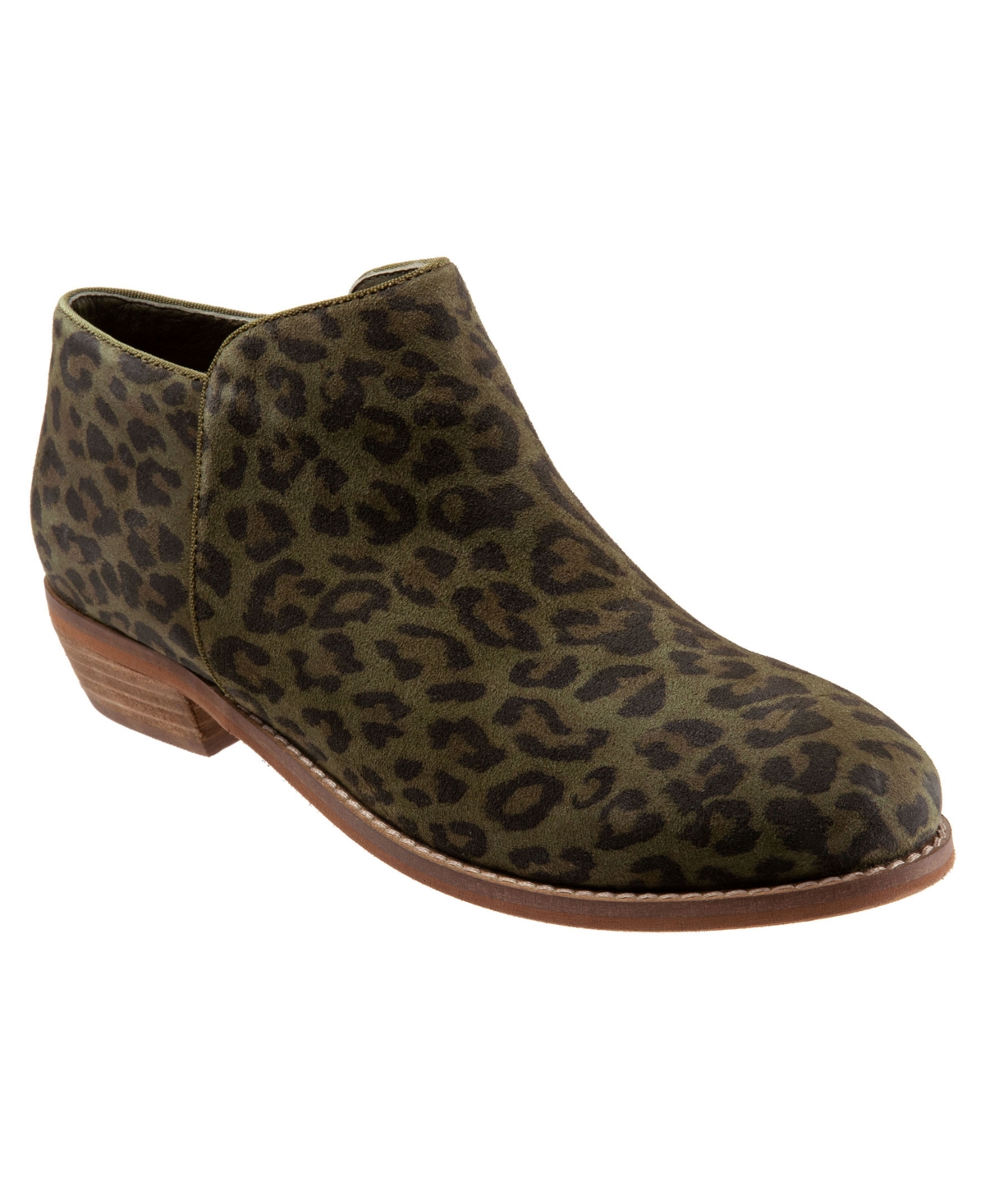Softwalk Rocklin Booties Women's Shoes In Loden Cheetah Suede