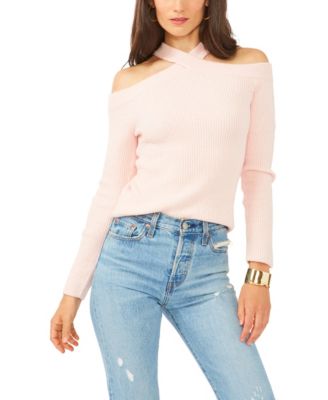 high neck off shoulder top