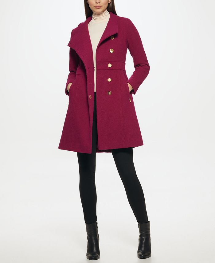 GUESS Women's Asymmetrical Button Front Walker Coat & Reviews Coats