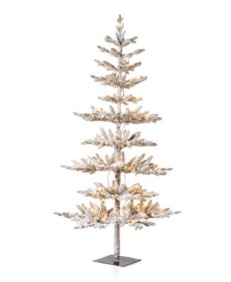 Deluxe Pre-Lit Flocked Pine Artificial Christmas Tree with 300 Warm White Lights, 6'