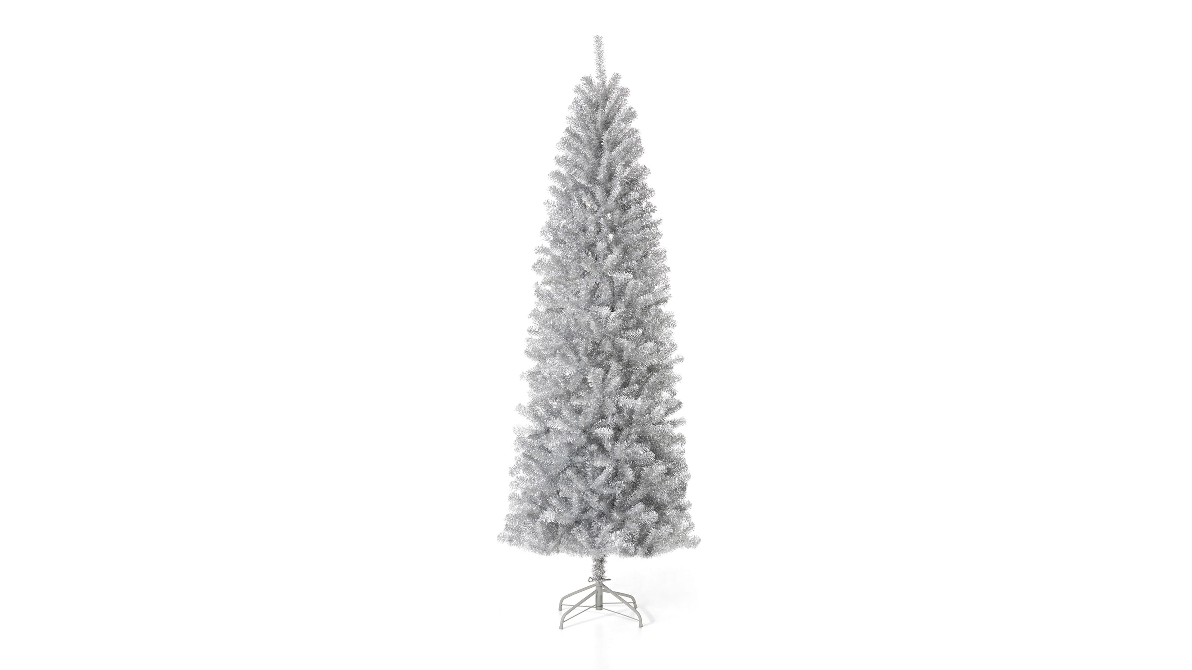 Glitzhome Silver-tone Tinsel Artificial Christmas Tree, 7.5'