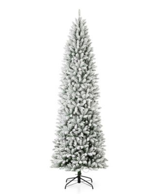 Pre-Lit Flocked Pencil Fir Artificial Christmas Tree with 600 Warm White Lights, 9'