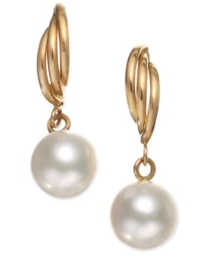 image of Cultured Freshwater Pearl Drop Earrings in 14k Gold (7mm)