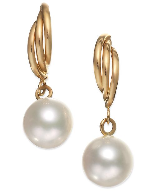 Macy's Cultured Freshwater Pearl Drop Earrings in 14k Gold (7mm
