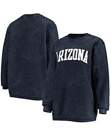 Women's Navy Arizona Wildcats Comfy Cord Vintage-Like Wash Basic Arch Pullover Sweatshirt
