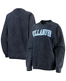 Women's Navy Villanova Wildcats Comfy Cord Vintage-Like Wash Basic Arch Pullover Sweatshirt