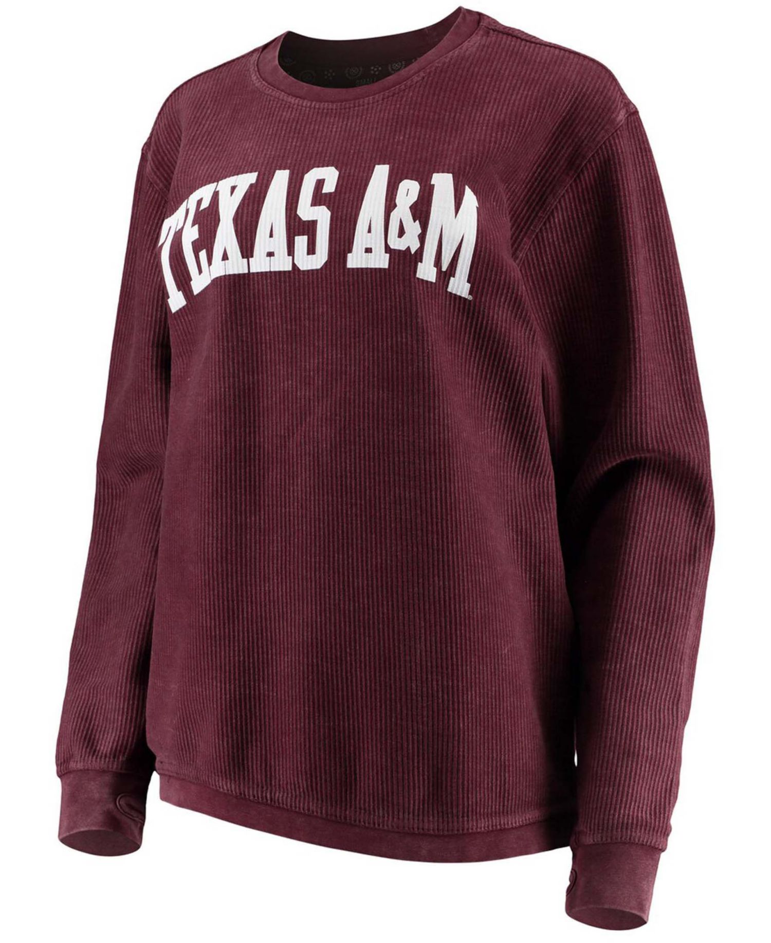 Women's Maroon Texas A&M Aggies Comfy Cord Vintage-Like Wash Basic Arch Pullover Sweatshirt