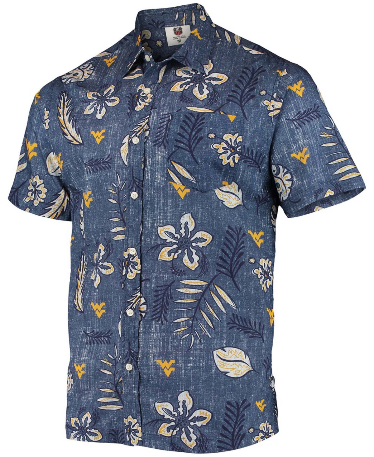 Men's Navy West Virginia Mountaineers Vintage-Like Floral Button-Up Shirt - Navy
