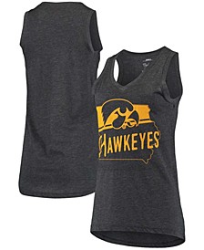 Women's Black Iowa Hawkeyes Ferris Melange V-Neck Tank Top