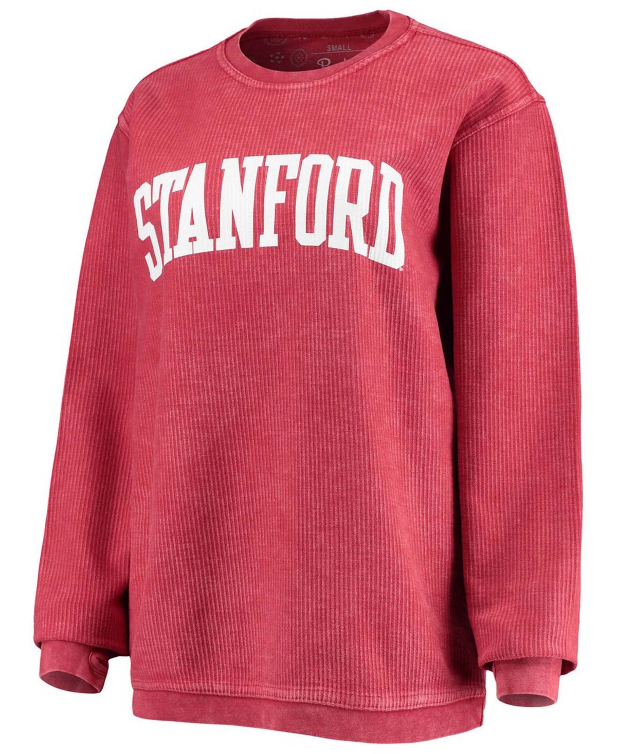 Women'sStanford Cardinal Comfy Cord Vintage-Like Wash Basic Arch Pullover Sweatshirt - Crimson