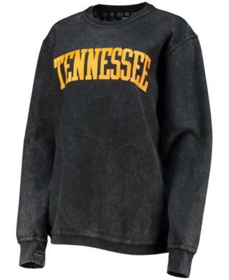 Women's Black Tennessee Volunteers Comfy Cord Vintage-Like Wash Basic Arch Pullover Sweatshirt