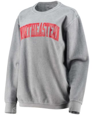 Women's Silver-Tone Northeastern Huskies Comfy Cord Vintage-Like Wash Basic Arch Pullover Sweatshirt