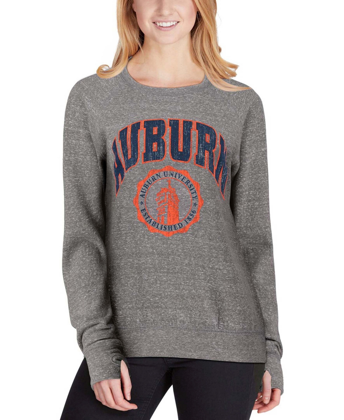 Women'sAuburn Tigers Edith Vintage-Like Knobi Pullover Sweatshirt - Heathered Gray