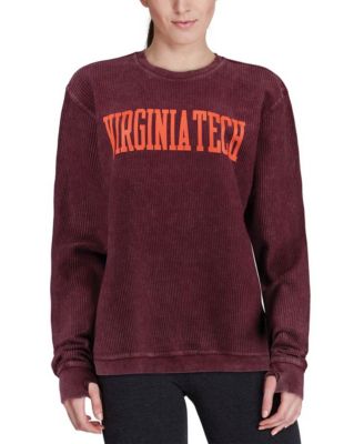 Women's Maroon Virginia Tech Hokies Comfy Cord Vintage-Like Wash Basic Arch Pullover Sweatshirt